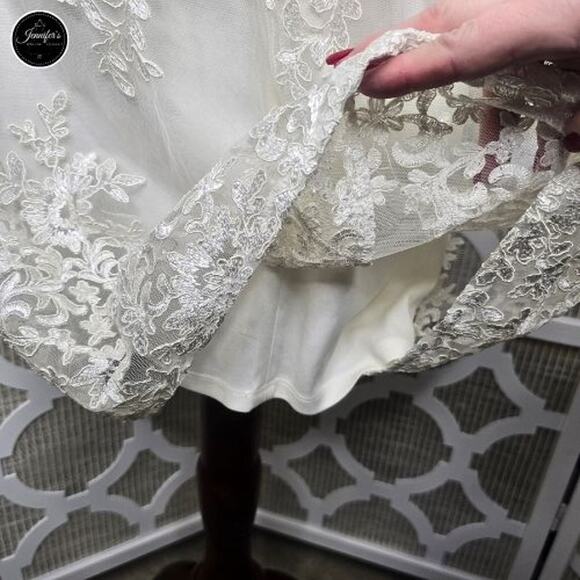 Taylor NWT Cream Embroidered Lace Sleeveless Fit & Flare Dress Size 10 - Picture 11 of 14